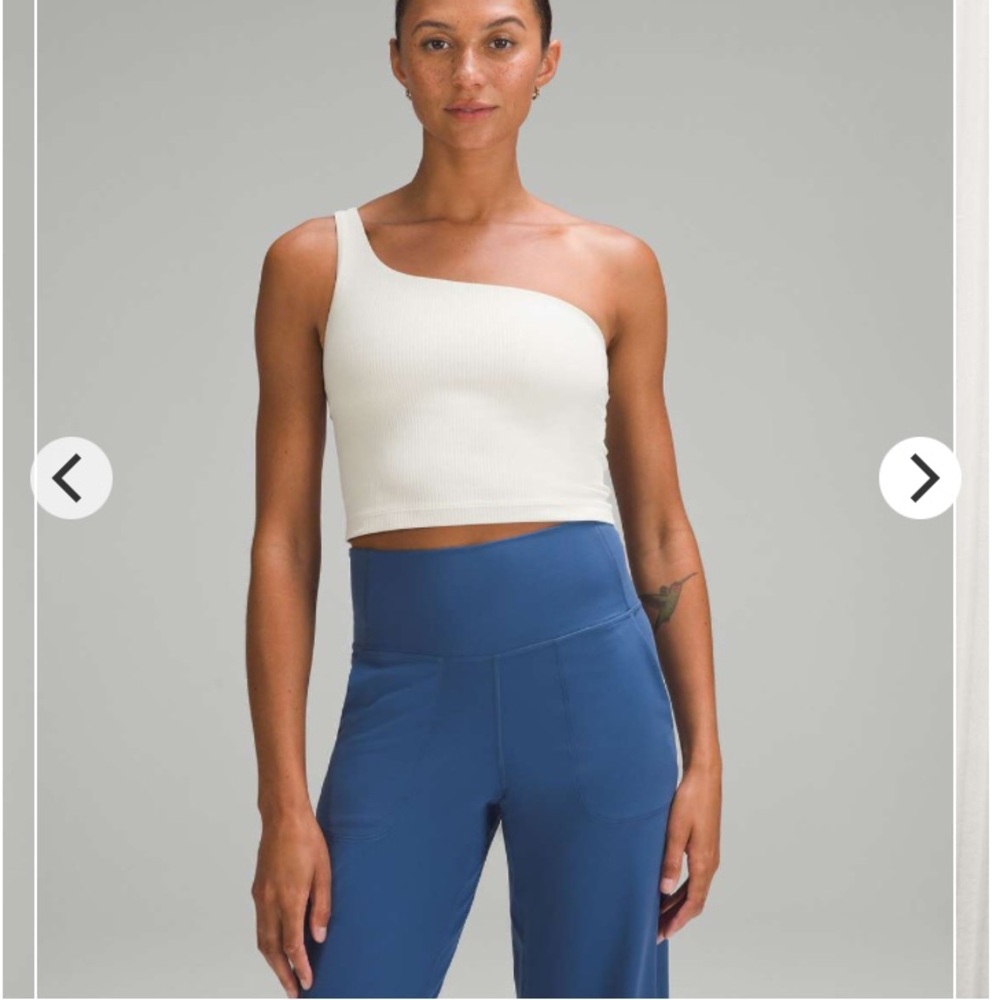 Lululemon Ribbed Nulu Asymmetrical Yoga Tank Top Woman 10 Bone Workout 2023 FLAW